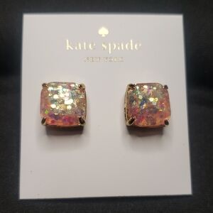 Kate Spade pale pink, glittery stud earrings.